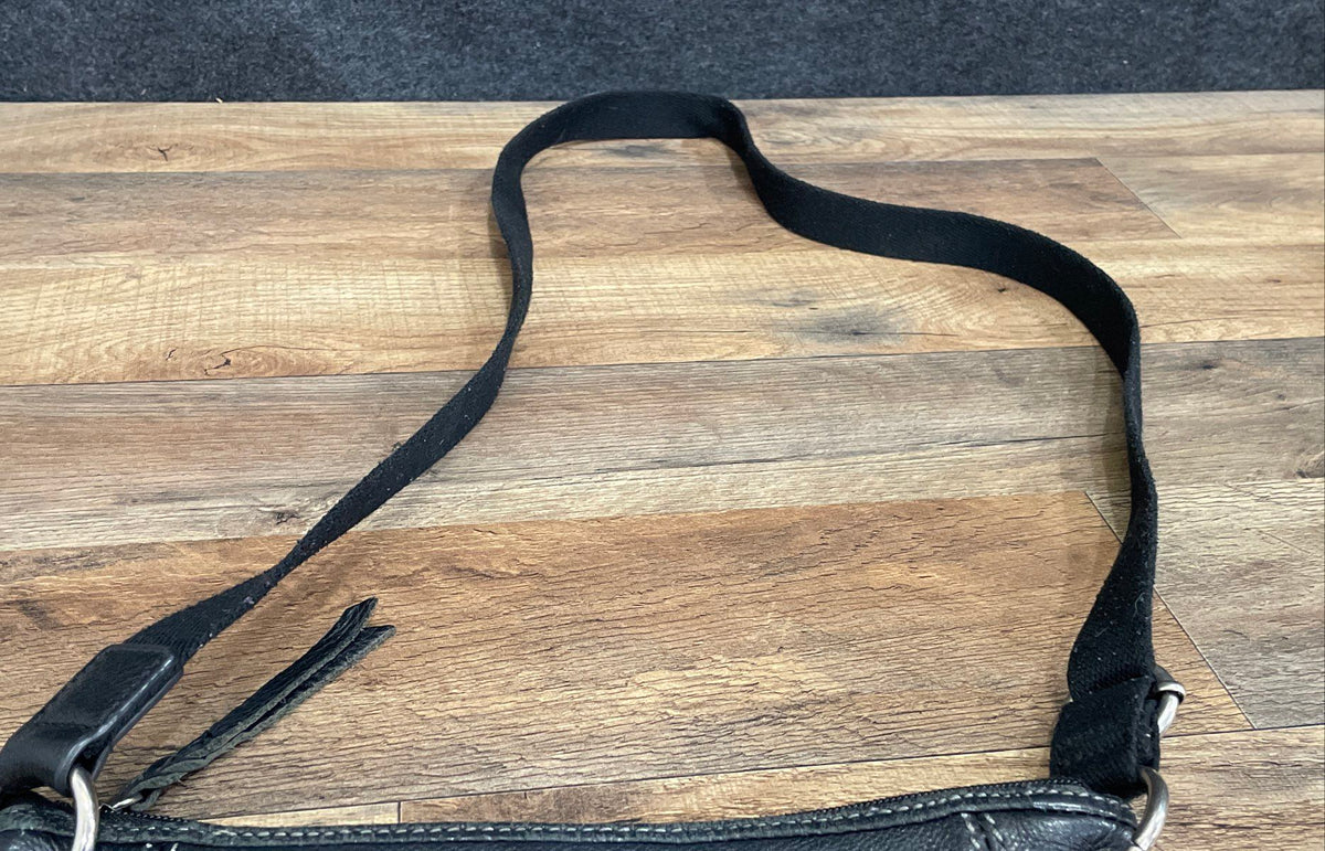 The Sak Black Leather Contrast Stitch Crossbody Bag Small Silver Hardware