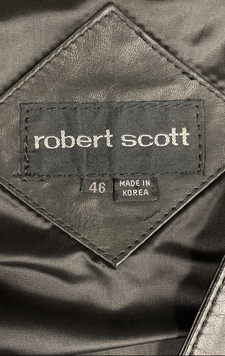 Vintage 90s Robert Scott Men's Black Leather Vest 4 Button Front Pockets Sz 46