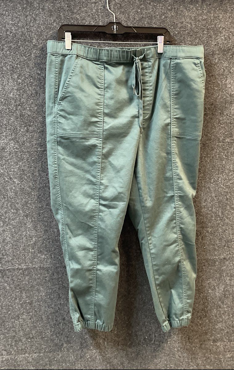 Berkley Jensen Women's Sage Green Elastic Waist Utility Jogger Pants Sz XXL