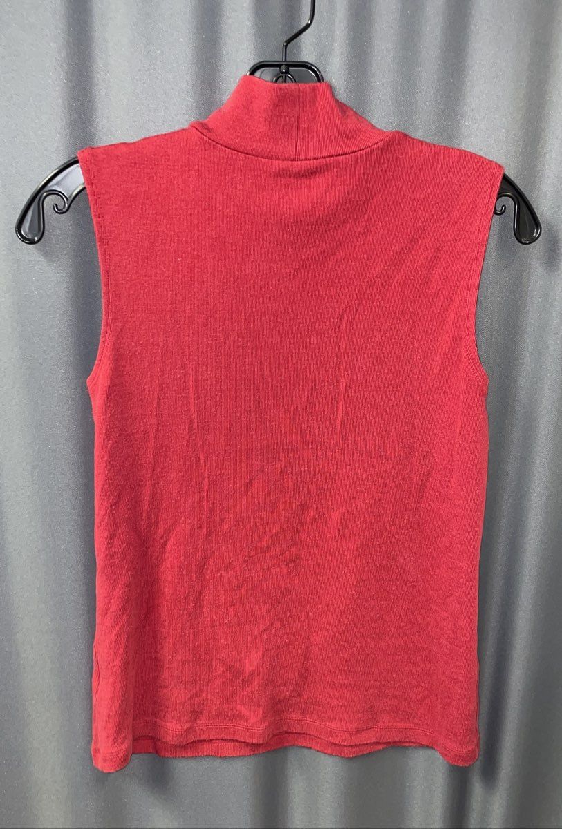 Croft & Barrow Women's Red Mock Neck Ribbed Sleeveless Tank Top Size S