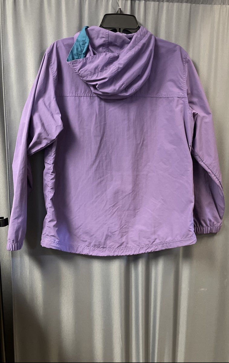 L.L. Bean Women's Purple Teal Half-Zip Hooded Windbreaker Anorak Jacket Sz M
