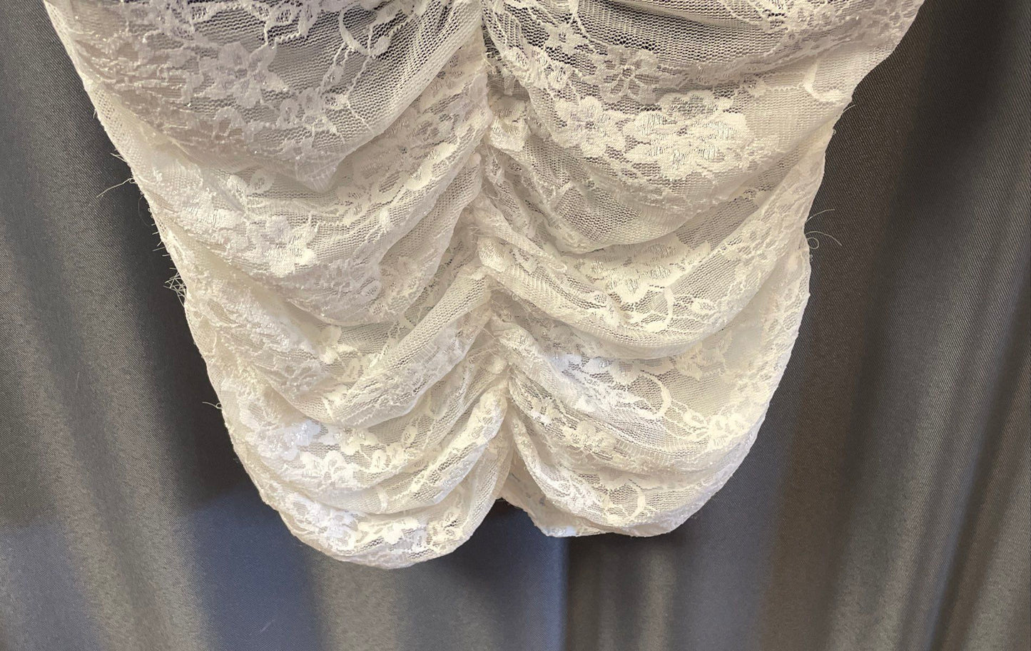 Edikted Women's White Black Ruched Lacy Floral Tank Top Adjustable Straps M NWT