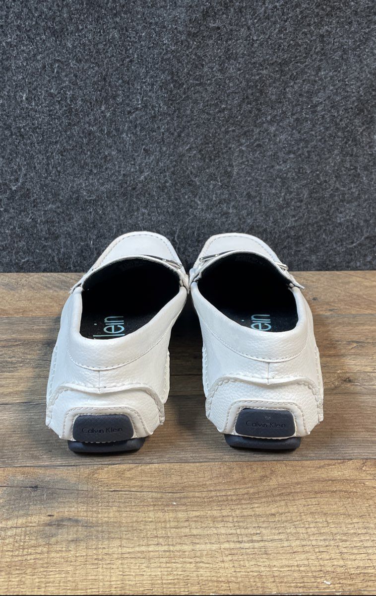 Calvin Klein Mikos White Leather Driving Loafers Men's Size 12