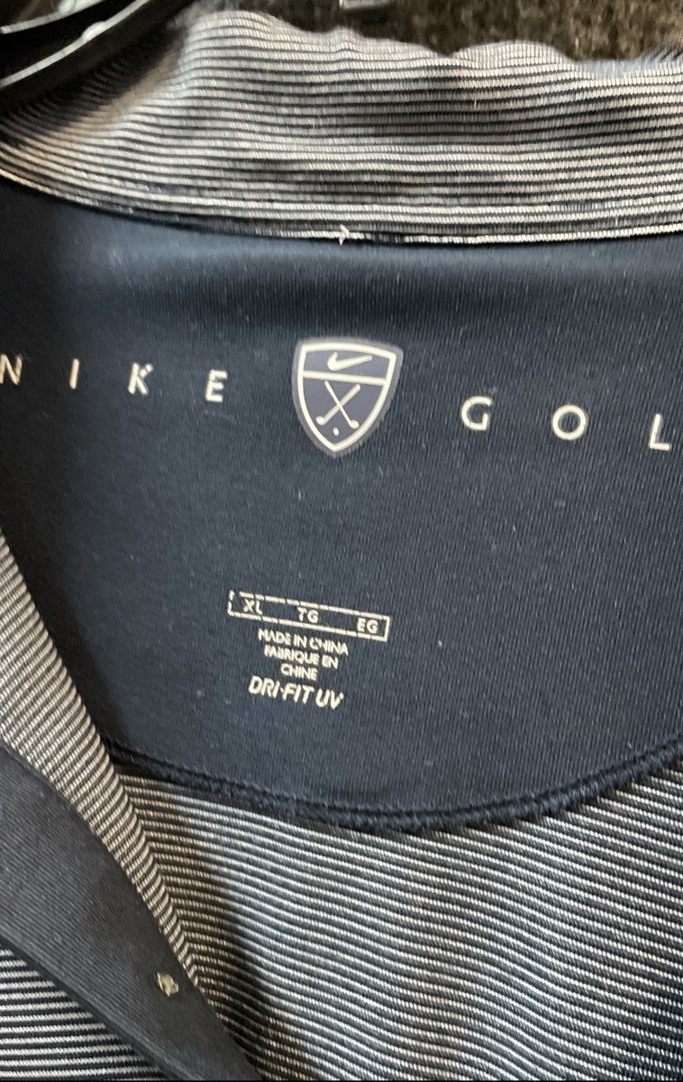 Nike Golf Men's Grey Micro-Stripe Dri-FIT UV Polo Shirt Sz XL