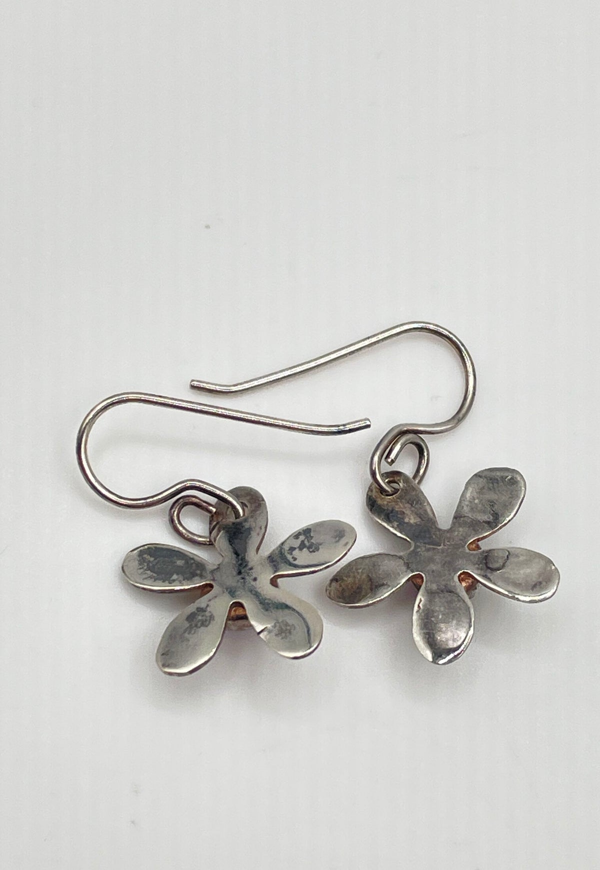 925 Sterling Silver Amethyst Flower Dangle Earrings 2.4g