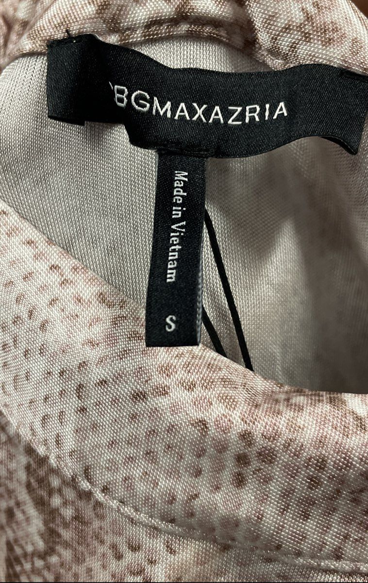 BCBGMAXAZRIA Women's Tan Pink Snakeskin Racerback Knot Maxi Dress Sz S New