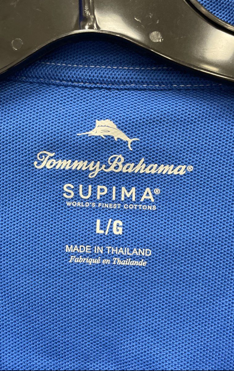 Tommy Bahama Men's Blue Supima Cotton Blend Short Sleeve Button Up Shirt Sz L