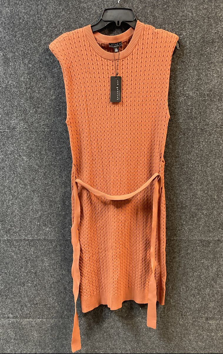 Current Air Women's Rust Sleeveless Cable Knit Mock Neck Belted Dress Sz M NWT