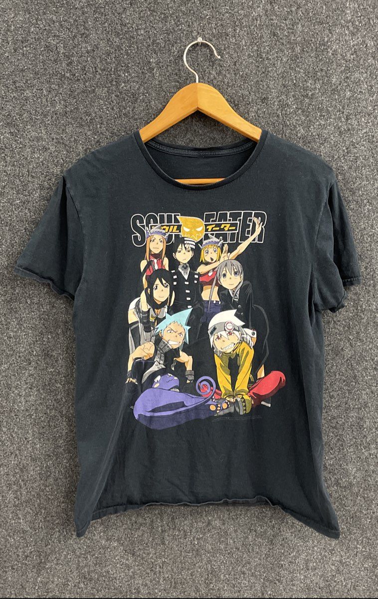 Soul Eater Men's Black Anime Manga Graphic T-Shirt Cast Group Print Sz L