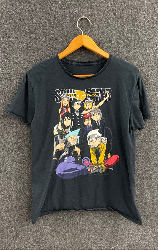 Soul Eater Men's Black Anime Manga Graphic T-Shirt Cast Group Print Sz L