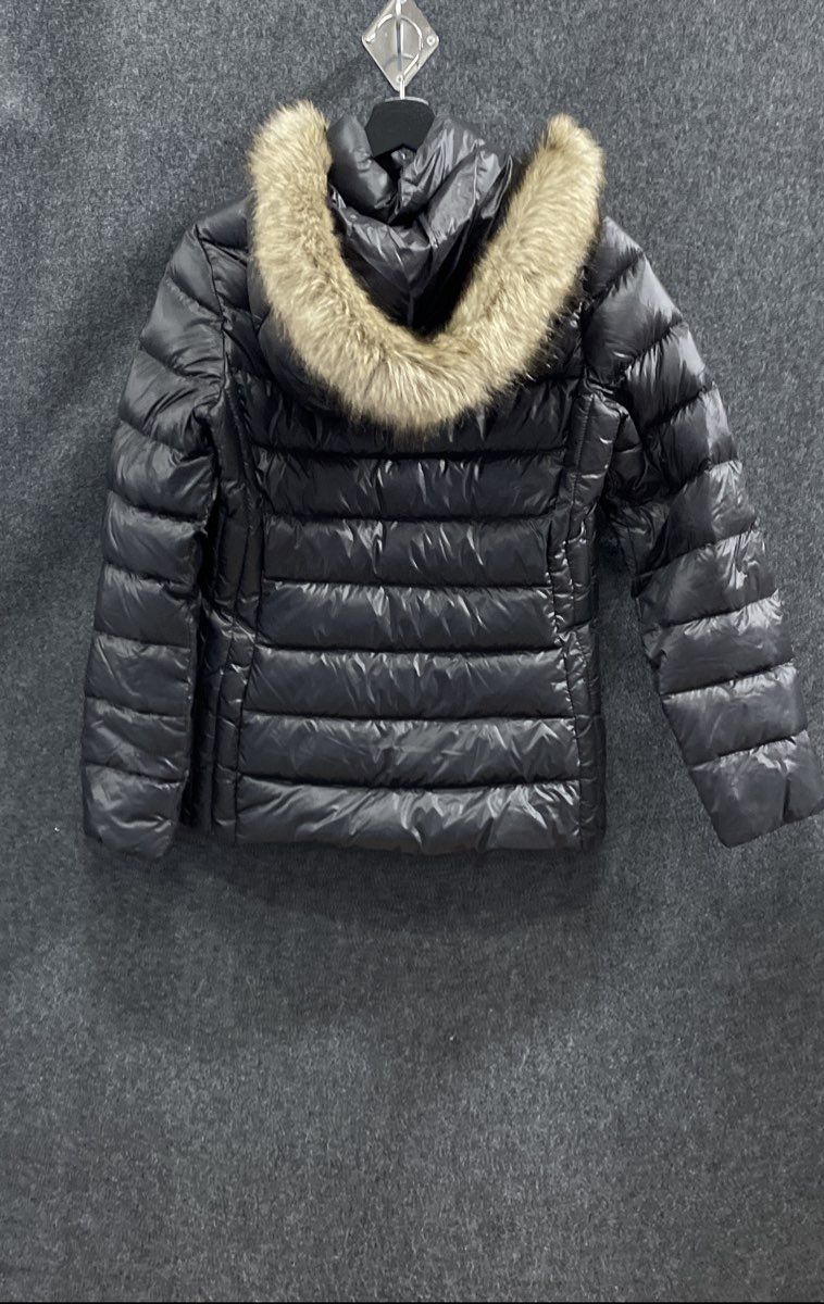 Michael Kors Women's Black Ultra Light Down Puffer Coat Faux Fur Hood Sz S