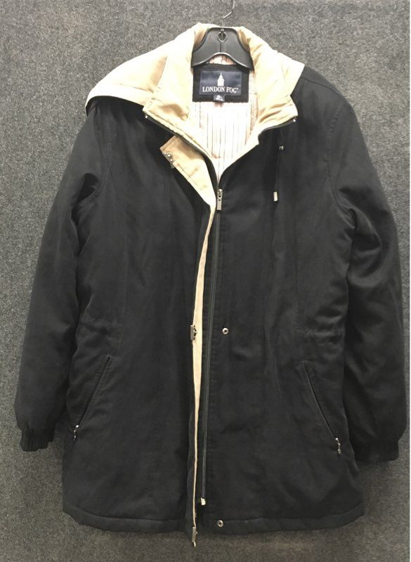 London Fog Women's Black Hooded Insulated Full Zip Parka Jacket Sz XL