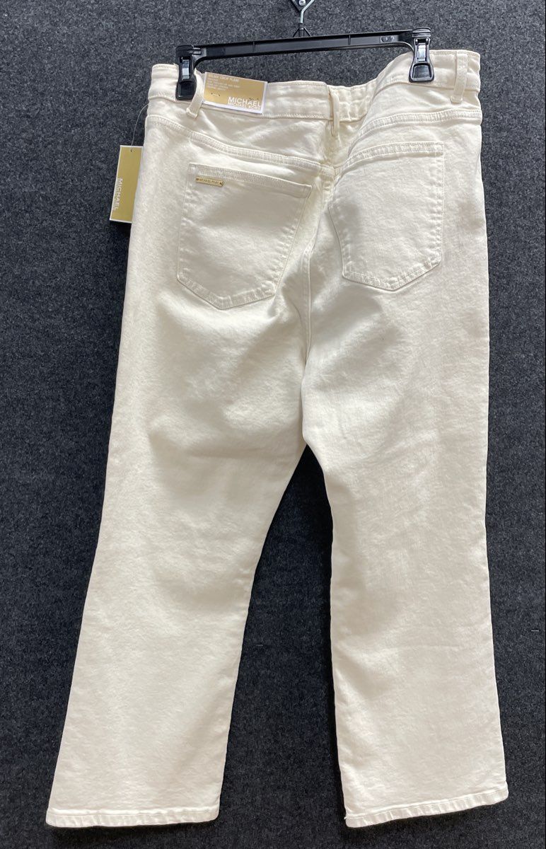 Michael Kors Women's Selma Crop Flare Jeans Off-White Size 12 NWT