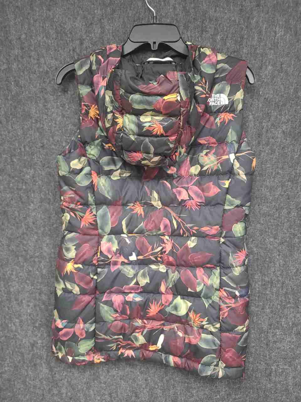 The North Face Women's Toucan Floral Puffer Vest Hooded Goose Down Sz XS