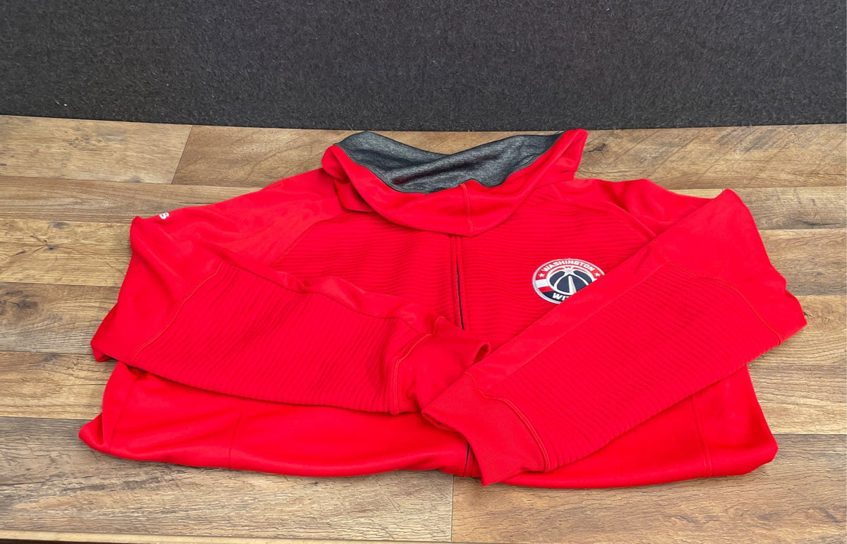 Adidas Men's Washington Wizards NBA Full Zip Hoodie Red Ribbed Jacket Sz 2XL