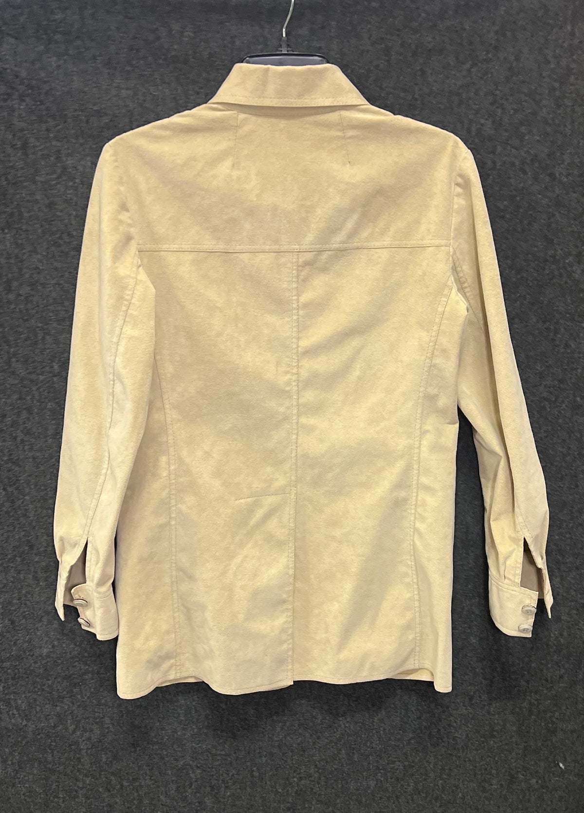 Vintage 90s Leonard Paris Women's Tan Faux Suede Safari Jacket France Size 2