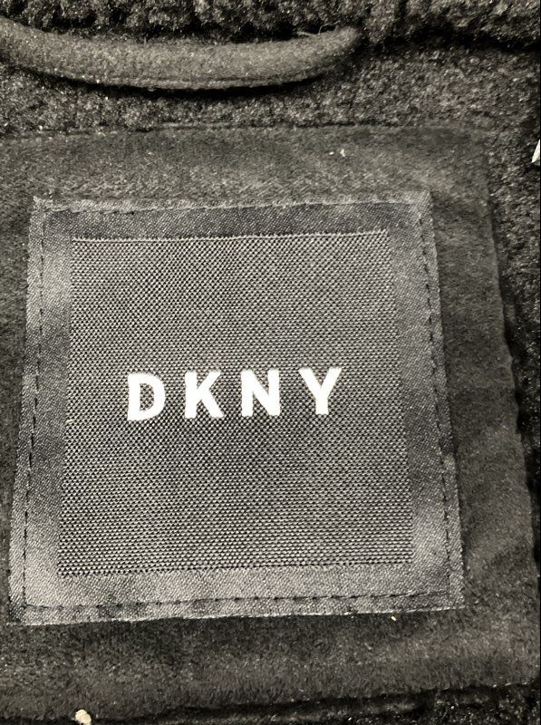 DKNY Men's Black Faux Suede Sherpa Lined Bomber Jacket Size S