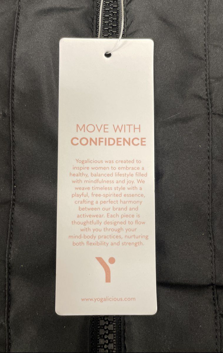 Yogalicious Women's Black Woven Keepin' Cozy Puffer Vest Sherpa Lined NWT Sz L