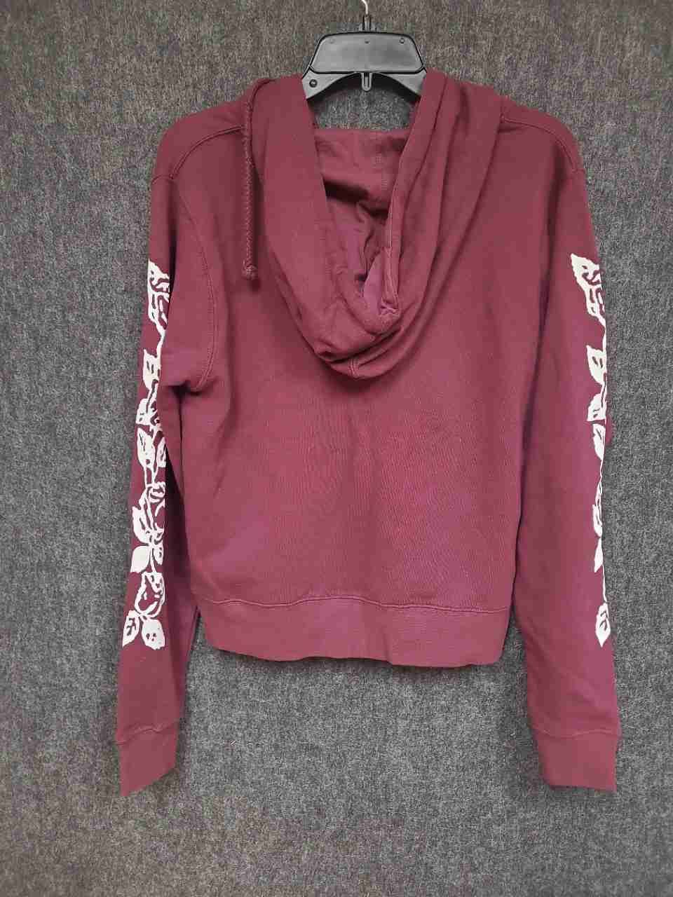 Obey Men's Burg Olde Rose Full Zip Graphic Sleeve Hoodie Dark Red NWT Sz S