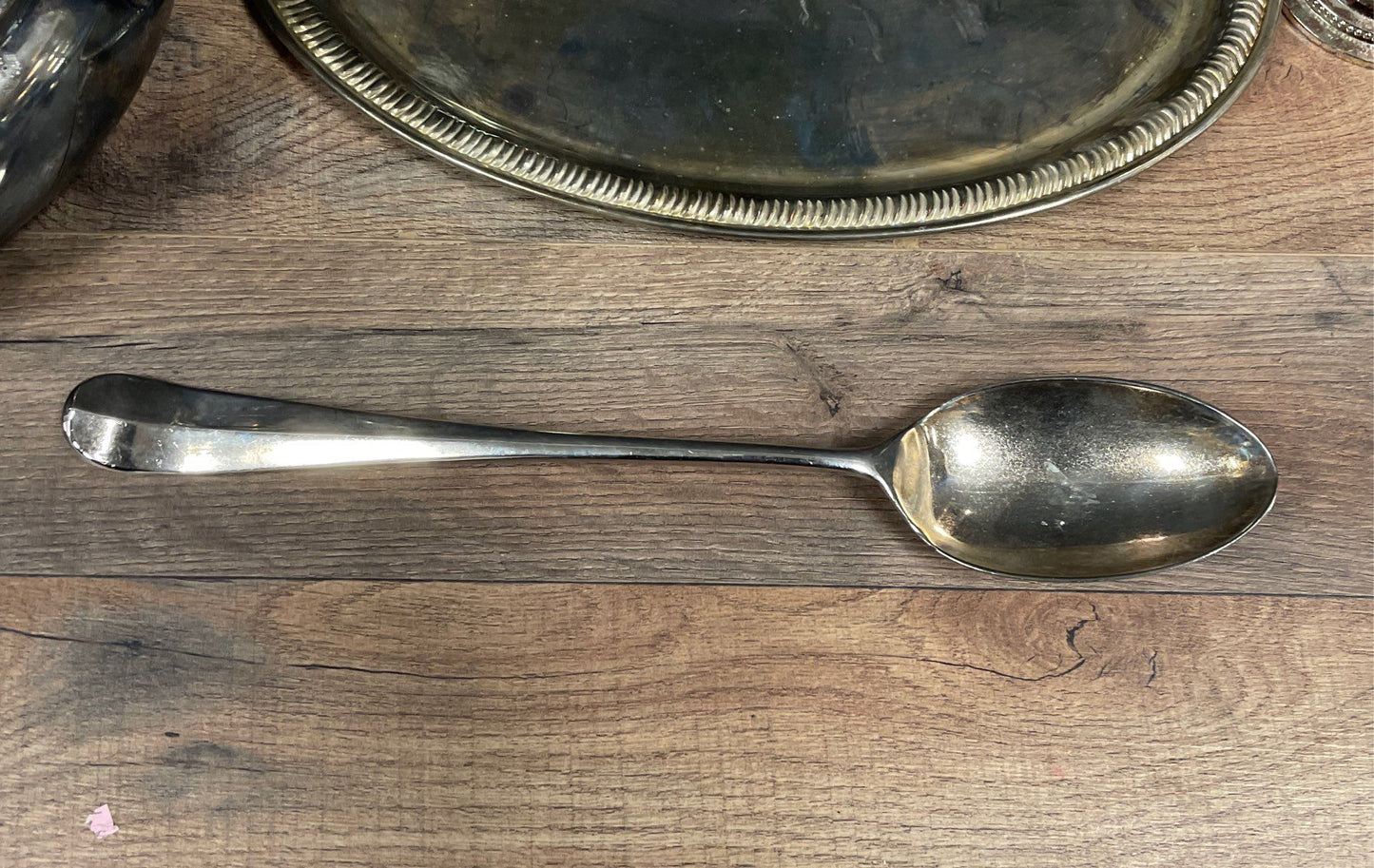 Vintage Silver Plate Holloware Serving Lot 4 Piece Tureen Tray Cup Spoon
