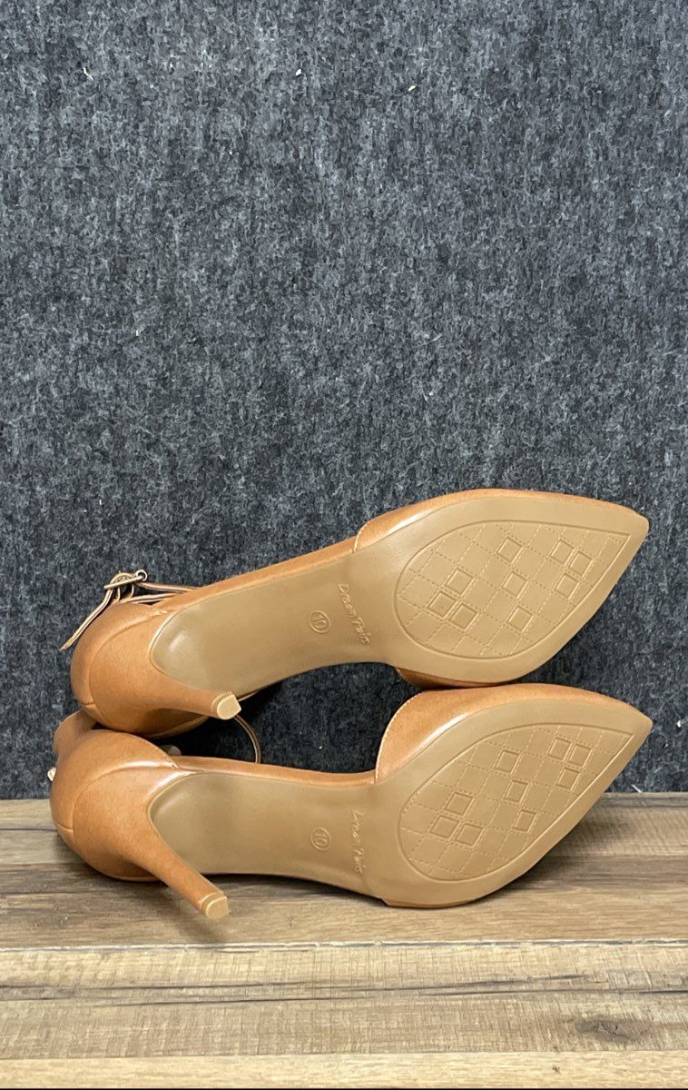 Dream Pairs Oppointed Ankle Tan Pointed Toe Stiletto Ankle Strap Pumps Size 10