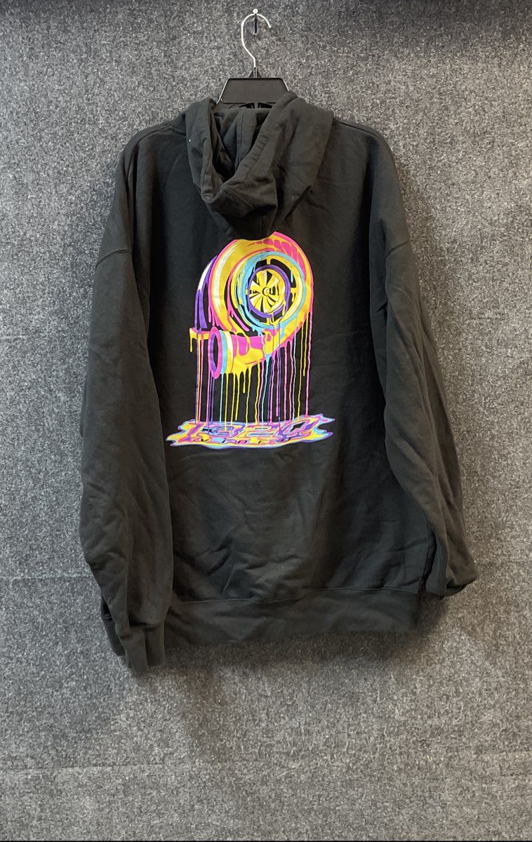 1320 Video Men's Black Neon Drip Turbo Graphic Pullover Hoodie Sz XXL