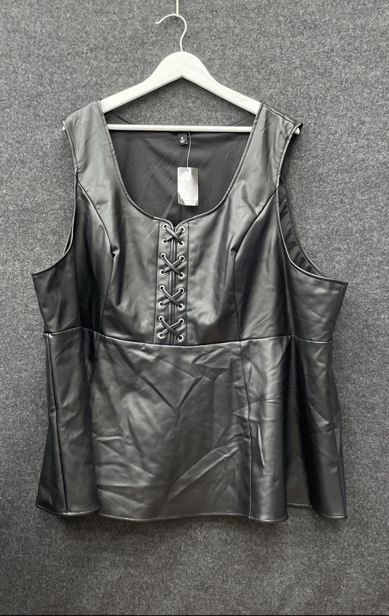 Torrid Women's Black Faux Leather Lace-Up Peplum Top NWT Sz 5X