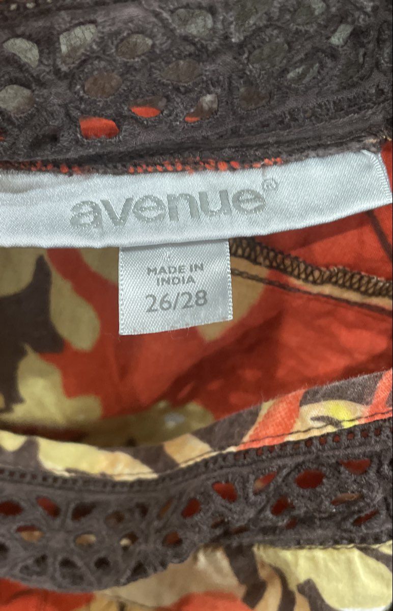 Avenue Women's Orange Tropical Floral Sleeveless Cotton Top Tank Size 26/28