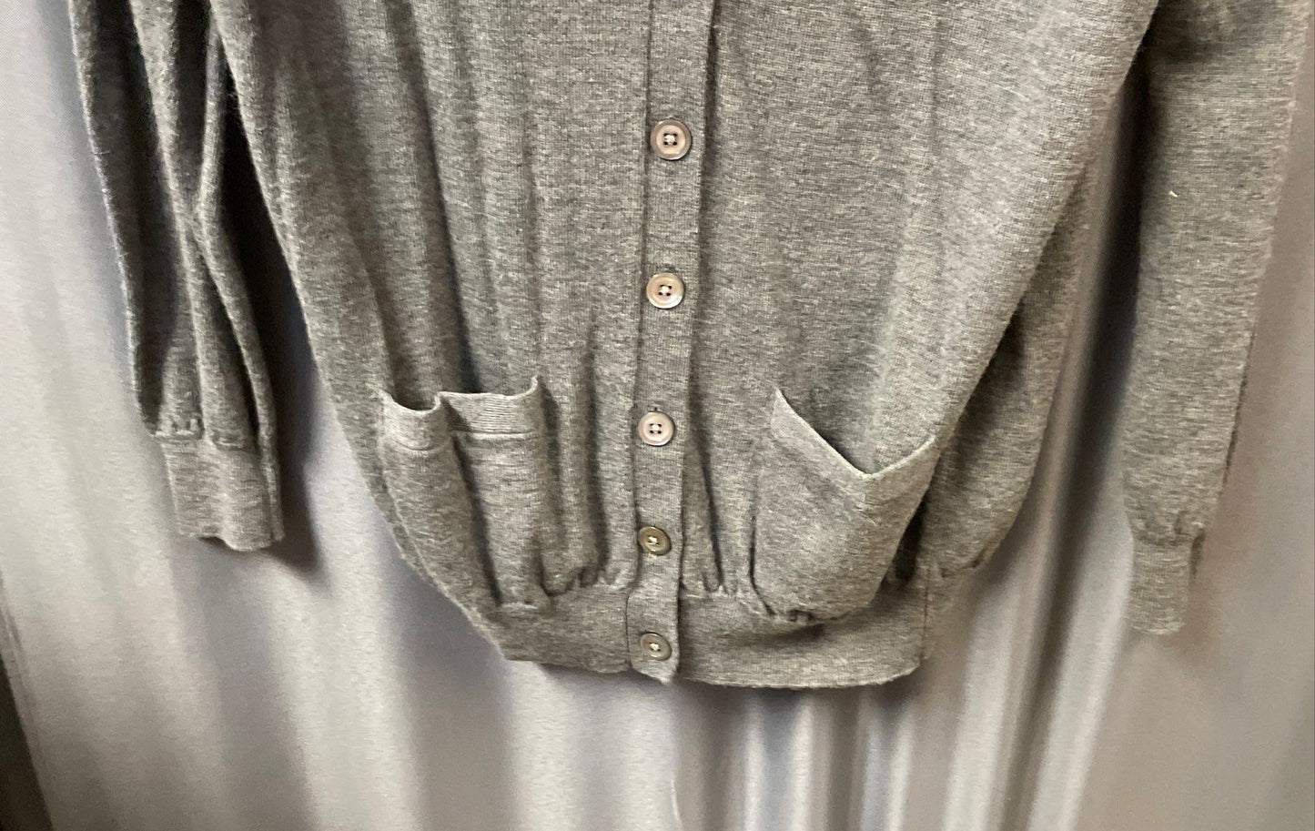 Ralph Lauren Sport Women's Gray Merino Wool Boyfriend Fit Cardigan Sweater Sz L