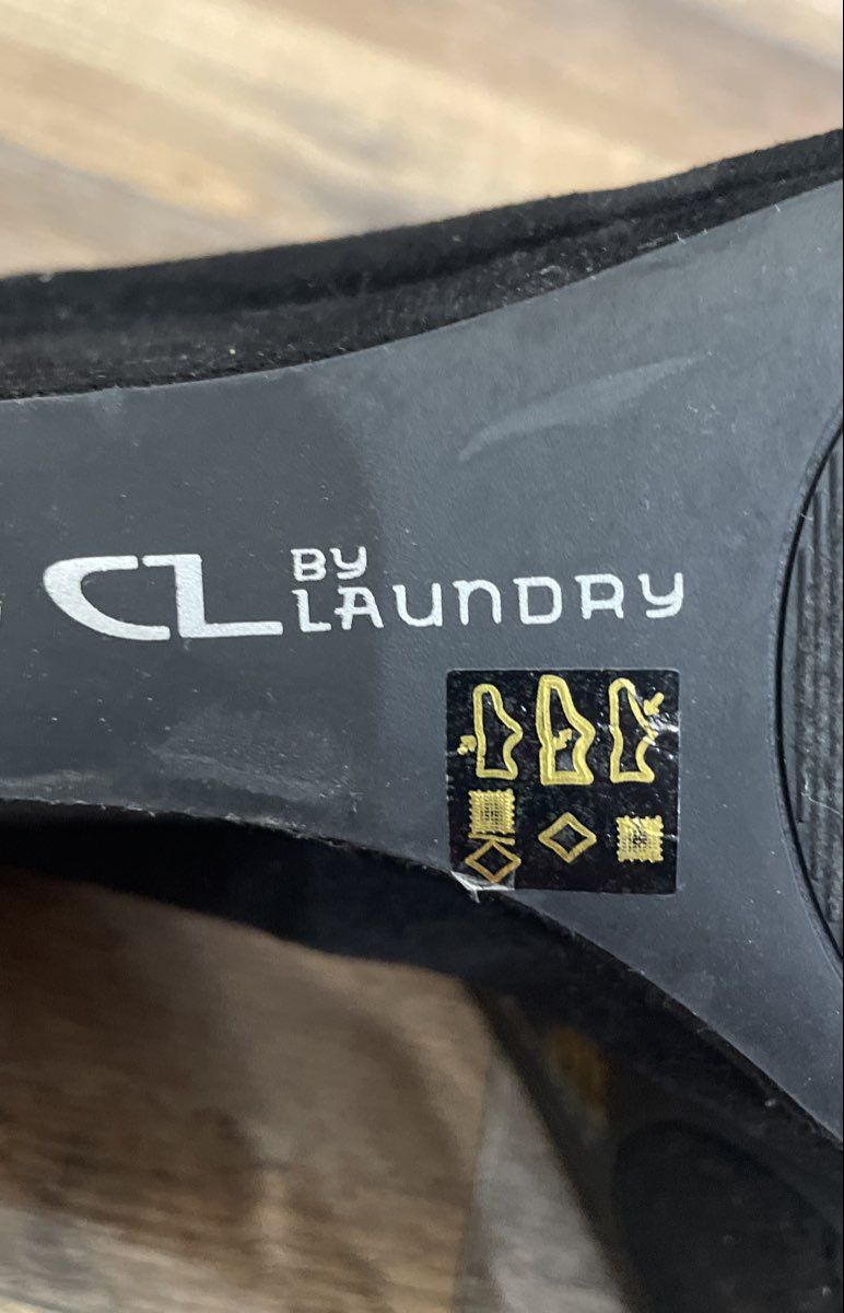 CL By Laundry Black Faux Suede Wedge Pump Heels Women's Size 8M