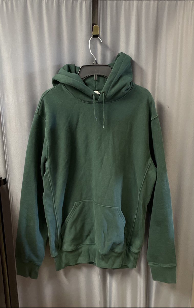 J. Crew Men's Green Pullover Hoodie Ribbed Sides Kangaroo Pocket M Tall
