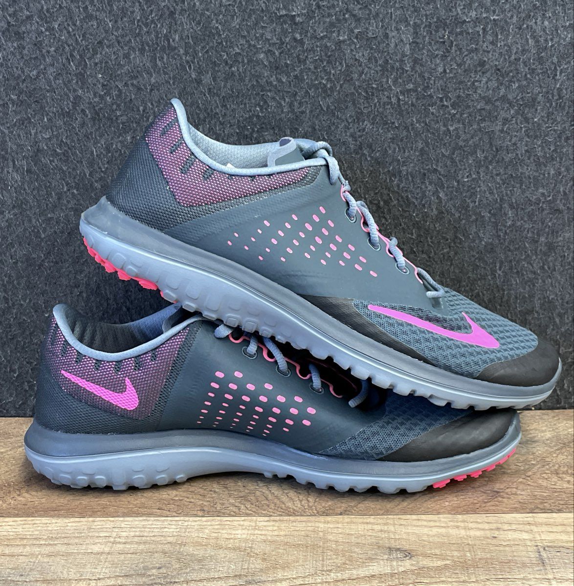 Nike FS Lite Run 3 Dark Grey Pink Blast Women's Running Shoes Size 7