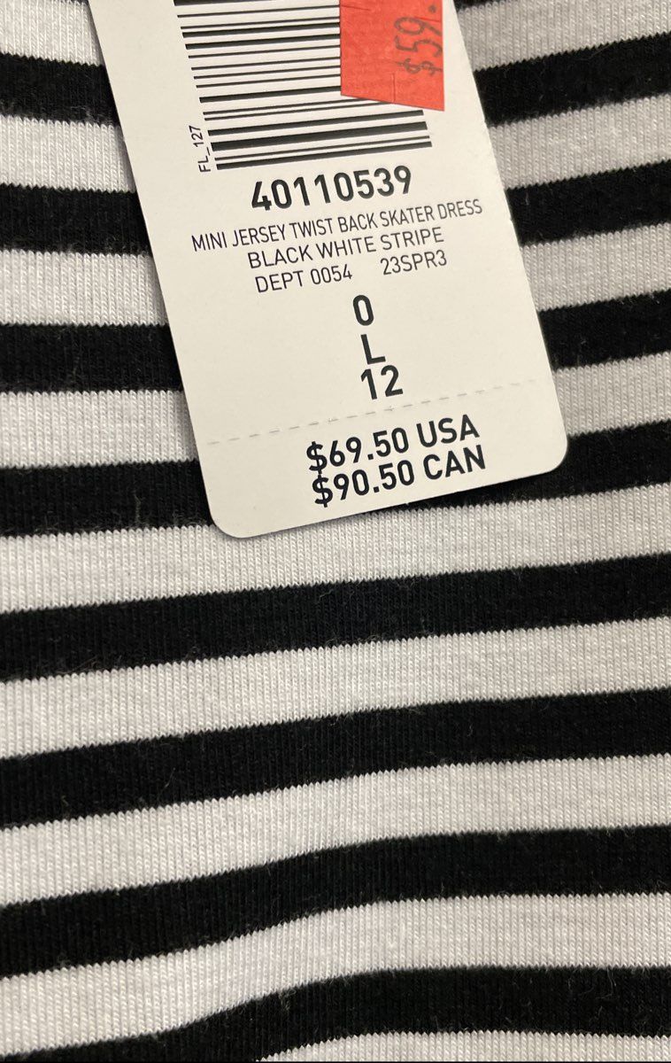 Torrid Women's Mini Jersey Twist Back Skater Dress Black White Stripe NWT Sz 0