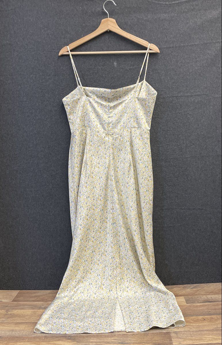 Park & Fifth Women's Floral Satin Cowl Neck Maxi Dress Yellow Multi Sz XL