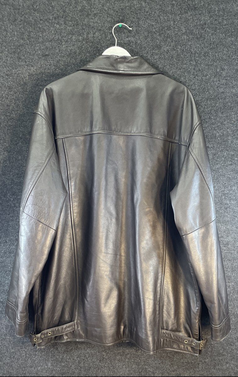 Vintage 90s Structure Men's Black Genuine Leather Quilted Zip Jacket Sz L