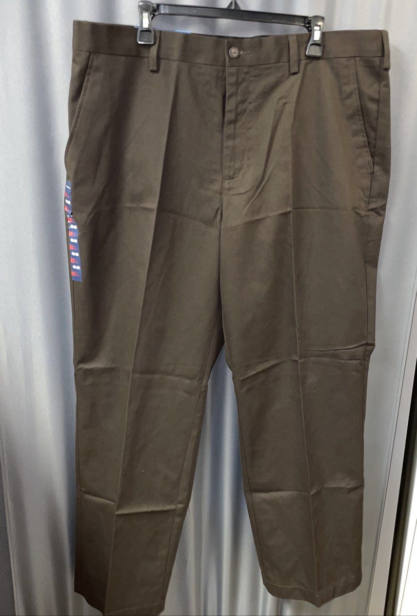 Croft & Barrow Men's Brown Classic Fit Flat Front Easy Care Pants 40x30 NWT