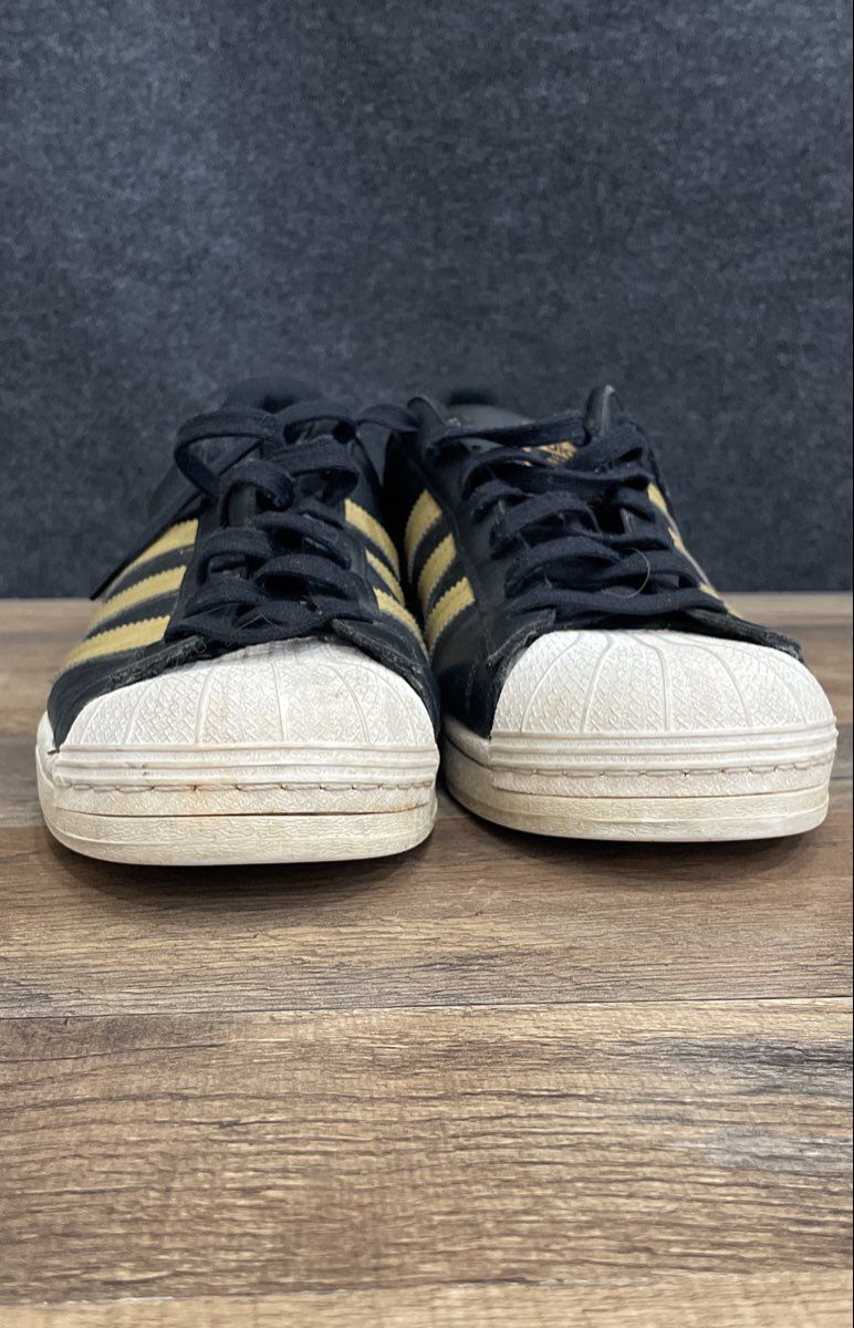 Adidas Superstar Black Gold White Men's Leather Sneakers Size 11.5