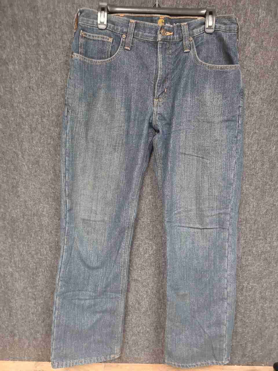 Carhartt Men's Relaxed Fit Fleece Lined Blue Denim Jeans Sz 33x30