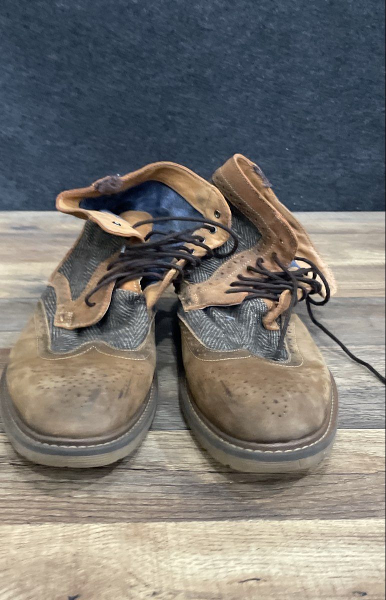 Steve Madden SIFTT Brown Herringbone Wingtip Brogue Boots Men's Size 8.5