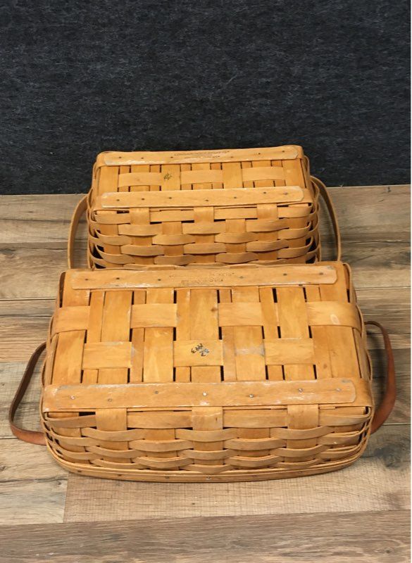 Lot of 3 Assorted Longaberger Wooden Baskets
