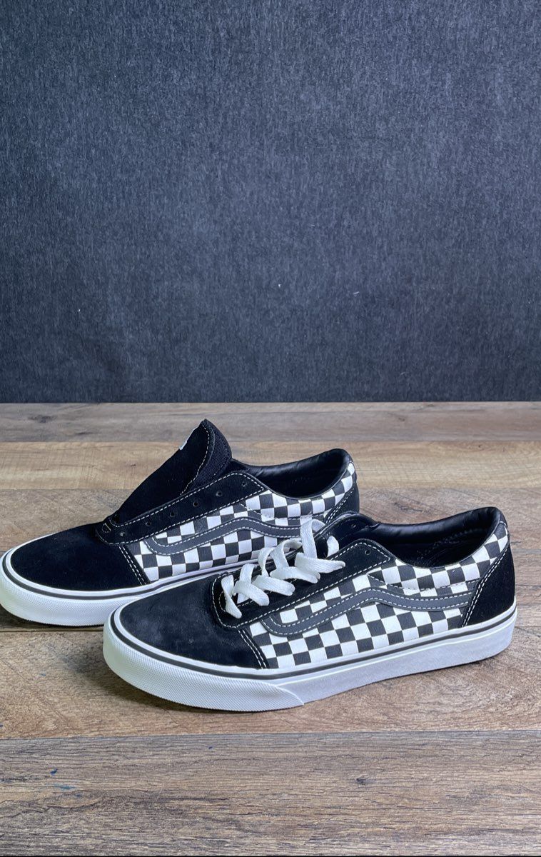 Vans Old Skool Black White Checkerboard Youth Sneakers Size 7 Missing Laces