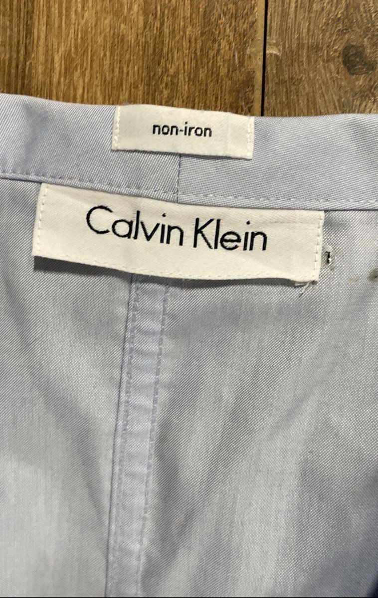 Calvin Klein Women's Blue Sleeveless Non-Iron Cotton Button Down Top Sz L