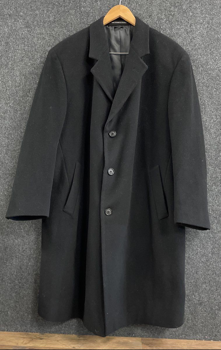 London Fog Men's Black Topcoat Notch Lapel Three Button Lined Sz 44S