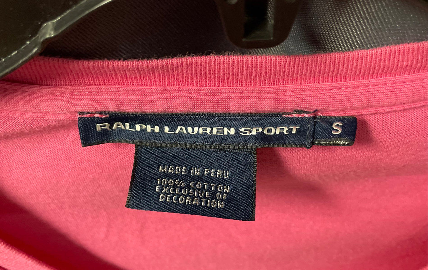 Ralph Lauren Sport Women's Pink V-Neck Long Sleeve T-Shirt Yellow Pony Logo Sz S
