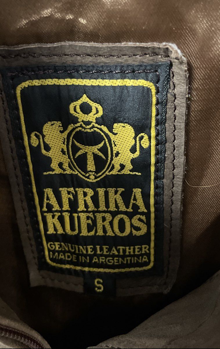 Afrika Kueros Women's Brown Leather Cafe Racer Jacket Mock Neck Full Zip Sz S