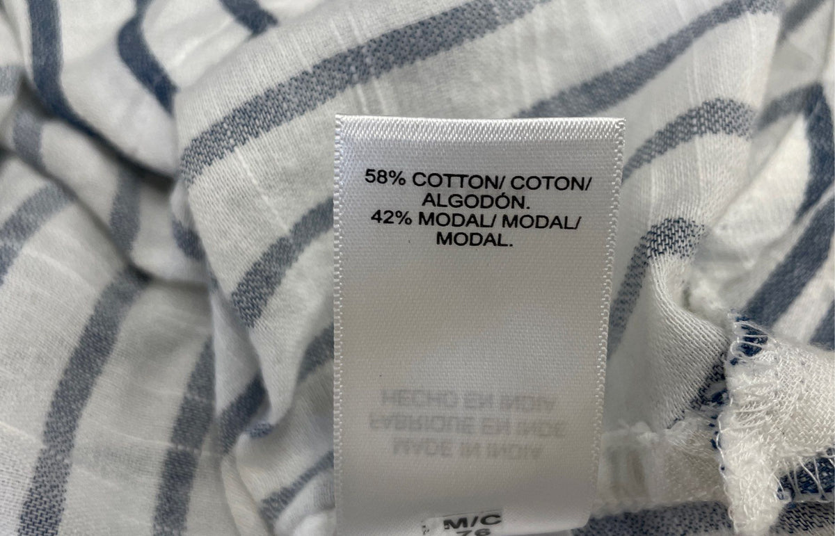 Lucky Brand Women's Blue White Striped Cotton Modal Button Down Shirt NWT Sz M