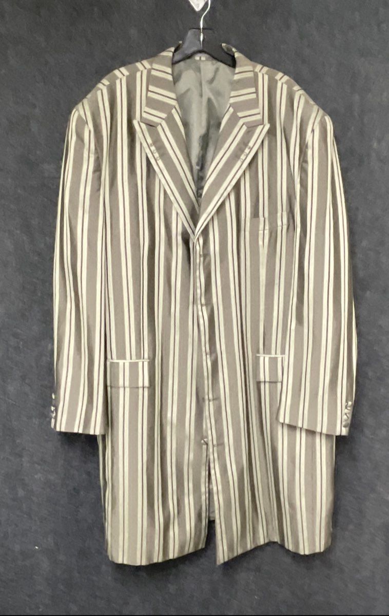 Vintage 90s Alfero Cipri Men's 2-Piece Suit Green Striped Long Jacket 52R