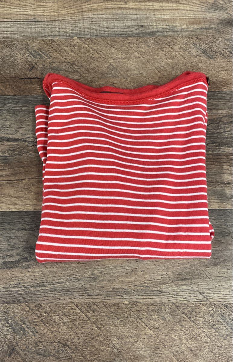 Lauren Jeans Co Ralph Lauren Women's Red Striped Boatneck Top Sz XS