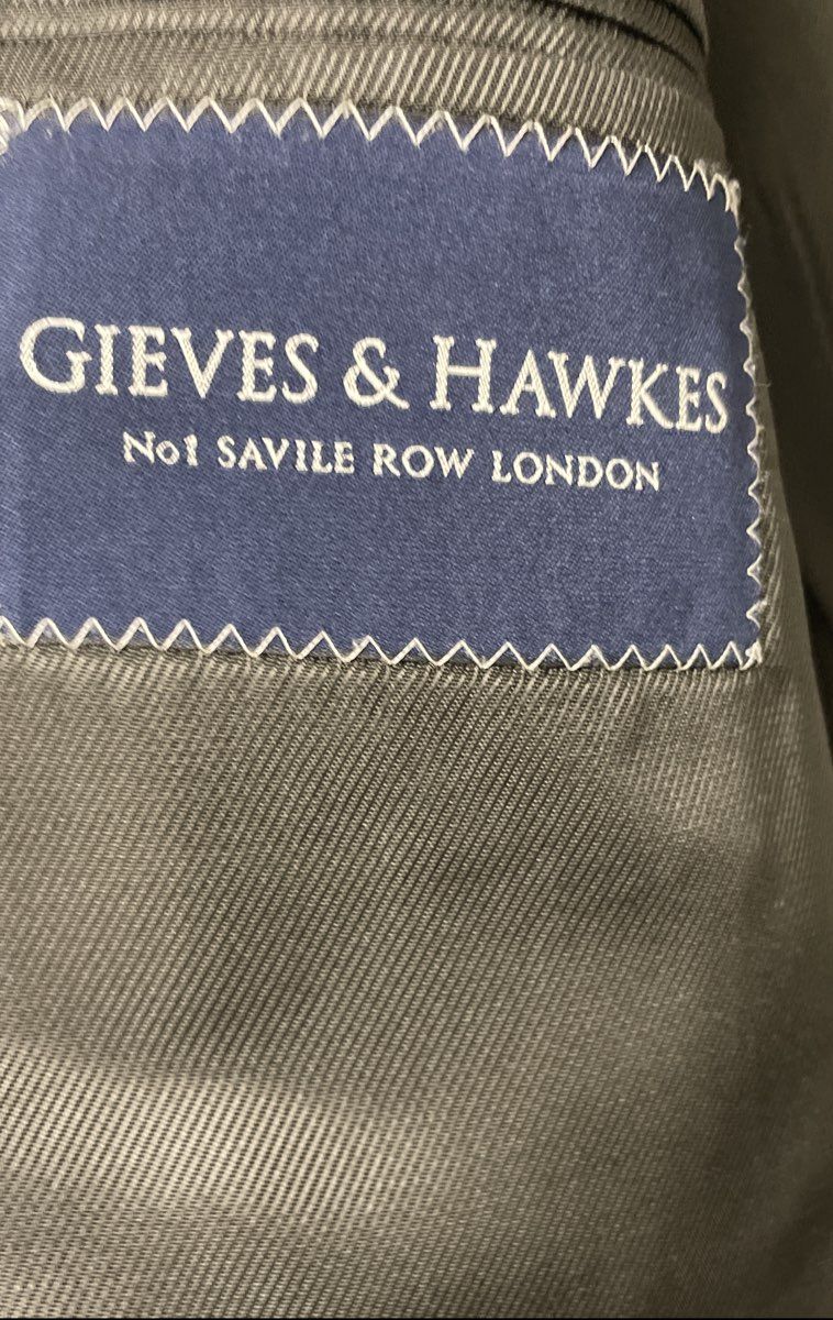 Gieves & Hawkes Savile Row 48R Grey Pinstripe 100% Worsted Wool Sports Jacket