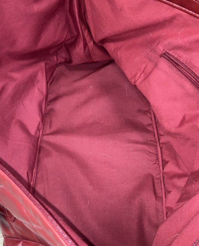 Red Quilted Faux Leather Weekender Travel Duffle Bag Overnight Luggage